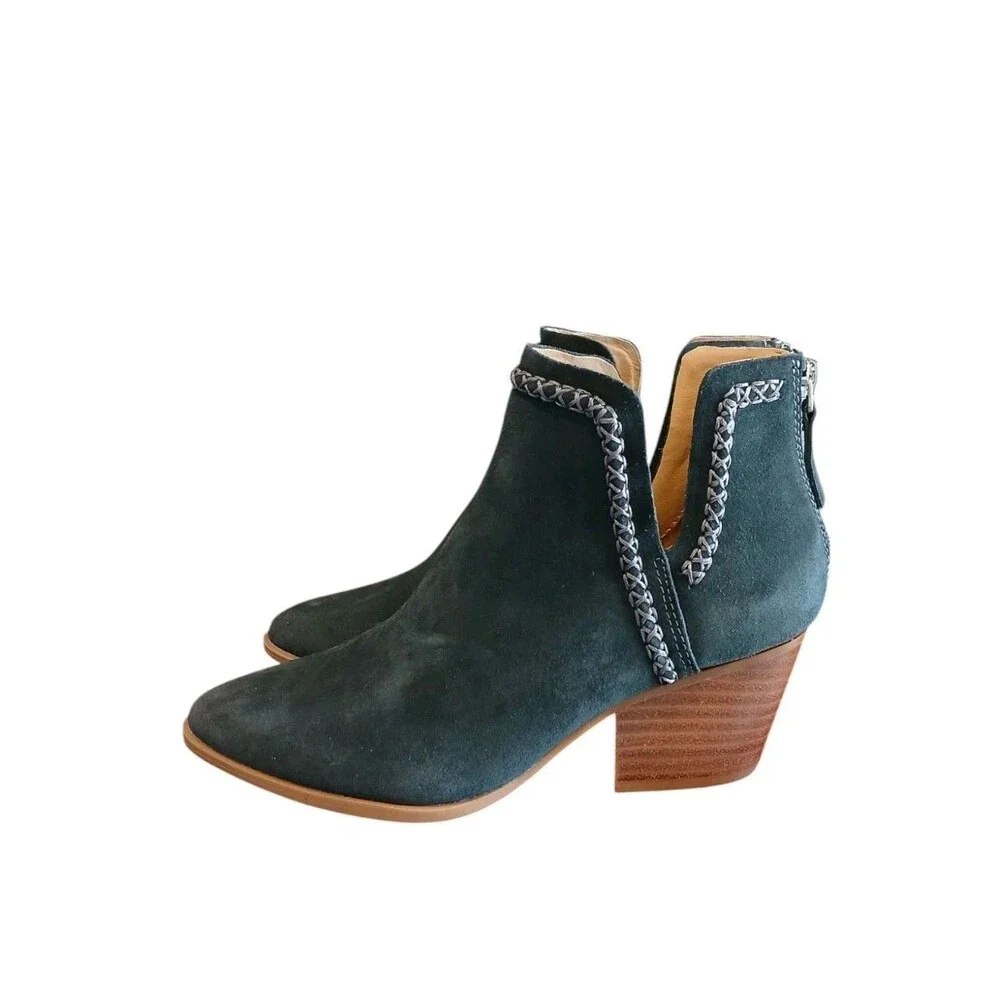 Dolce Vita Dylan Dark Gray Suede Pointed Heeled Booties Size 6 Western Bootie